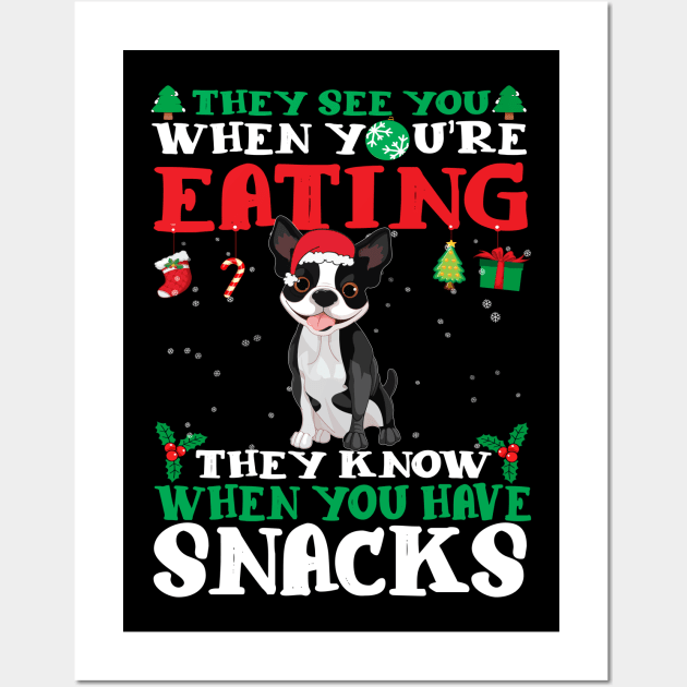 Christmas Dog Eating Snacks Wall Art by CyberpunkTees